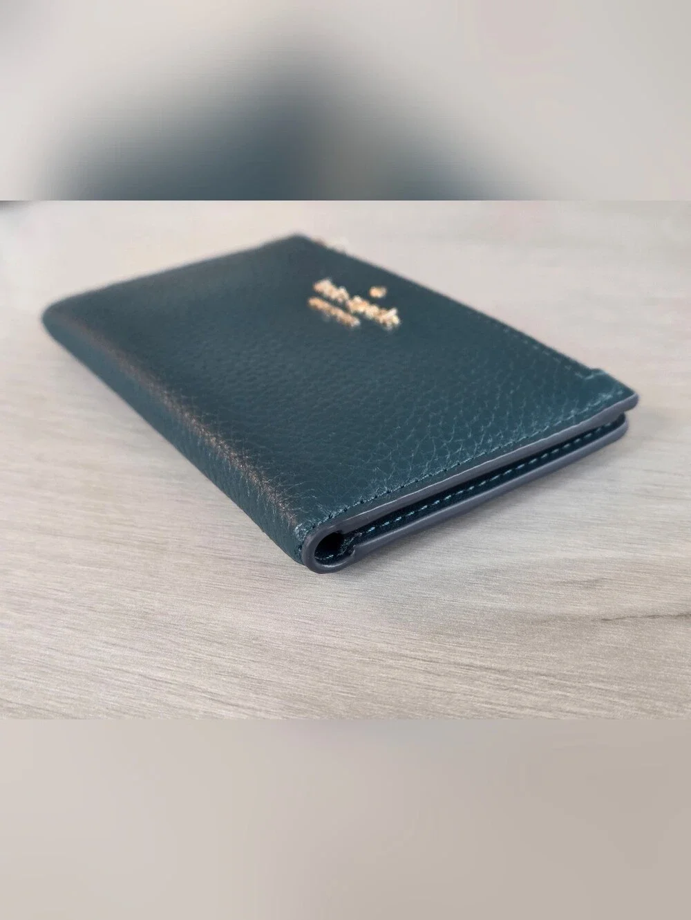 Kate Spade Pebbled Leather Zip Wallet in Dark Teal Green